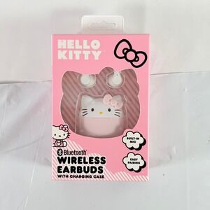 Hello Kitty Bluetooth Wireless Earbuds Pink Charging Case Built in Mic New